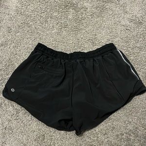Lululemon black hotty hot drawstring shorts size 8, 4 inch inseam